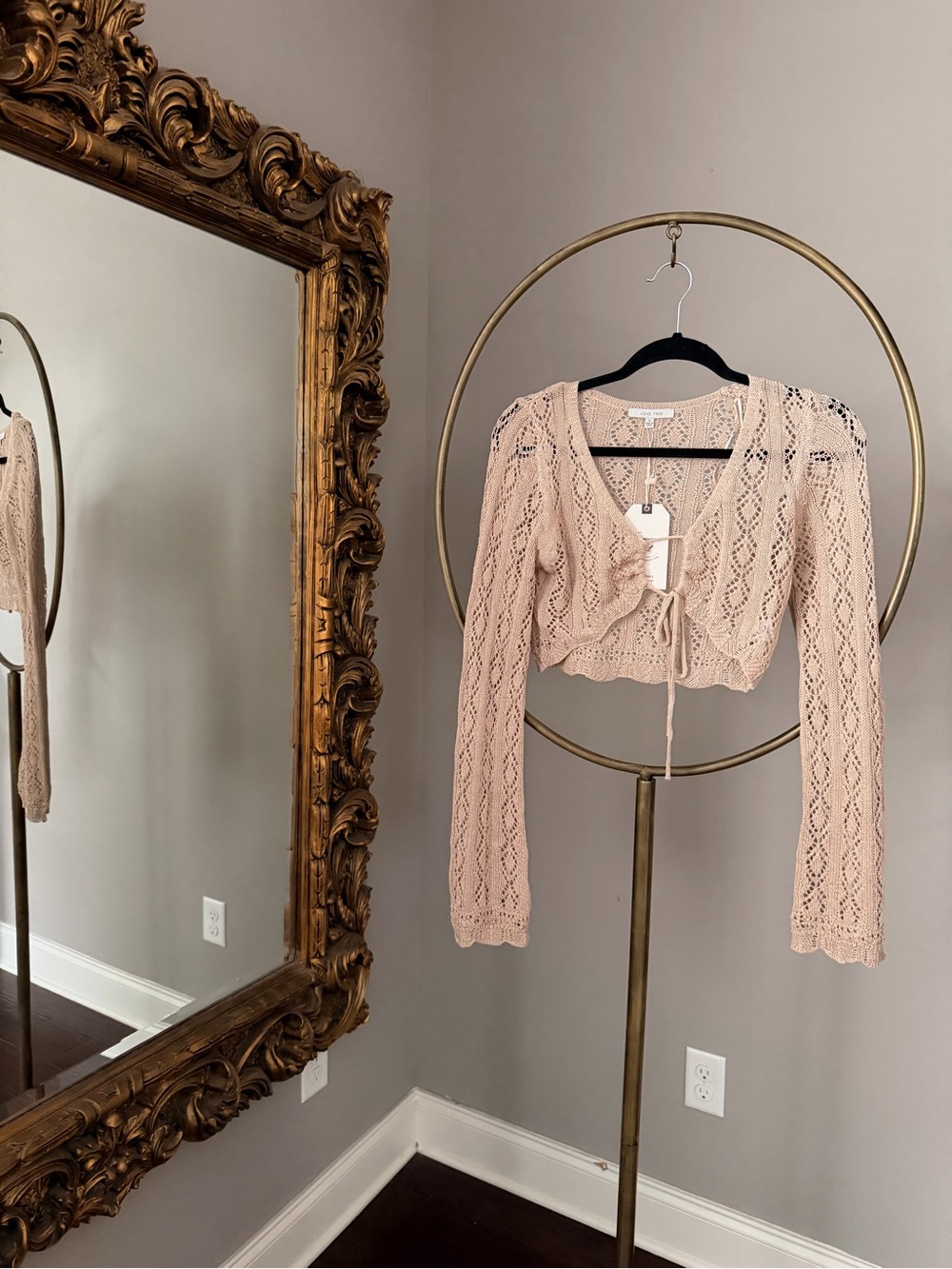 Delicate Crochet Tie-Front Cardigan